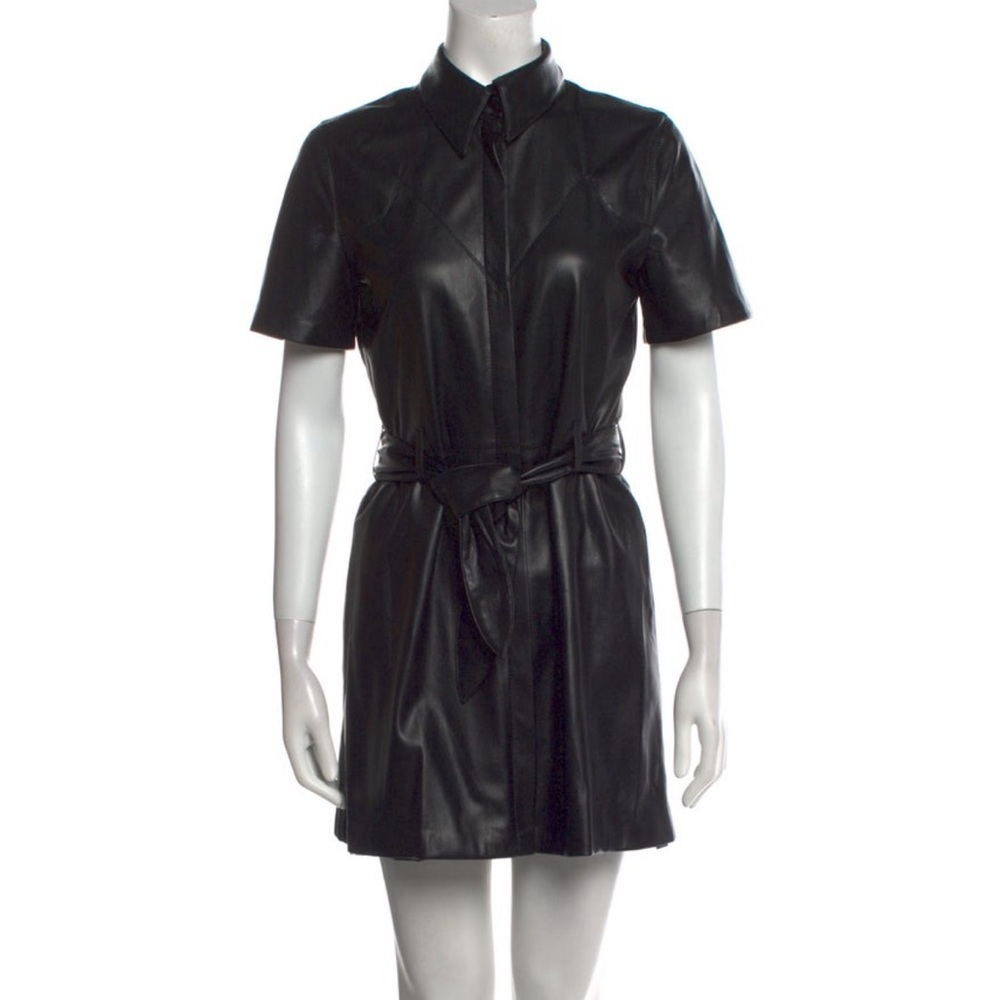 Nanushka Black Pleather Mini Dress